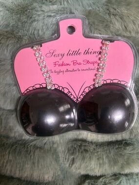 Sexy Little Thing Black Adhesive Bra with Rhinestone Straps